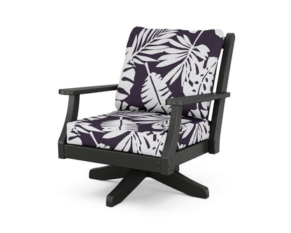 Country Living Wovendale Deep Seating Swivel Chair in Black / Leaf Navy