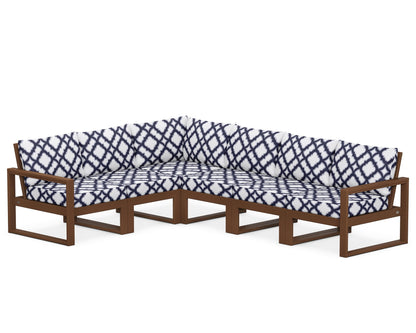 POLYWOOD® EDGE 6-Piece Modular Deep Seating Set in Teak / Trellis Navy