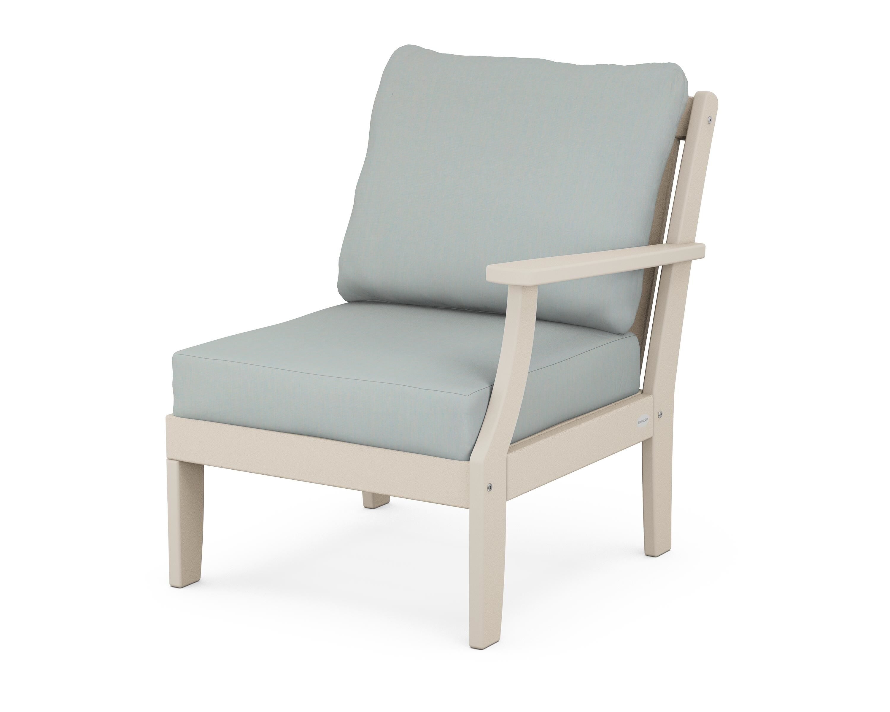 POLYWOOD® Braxton Modular Right Arm Chair in Sand / Spa