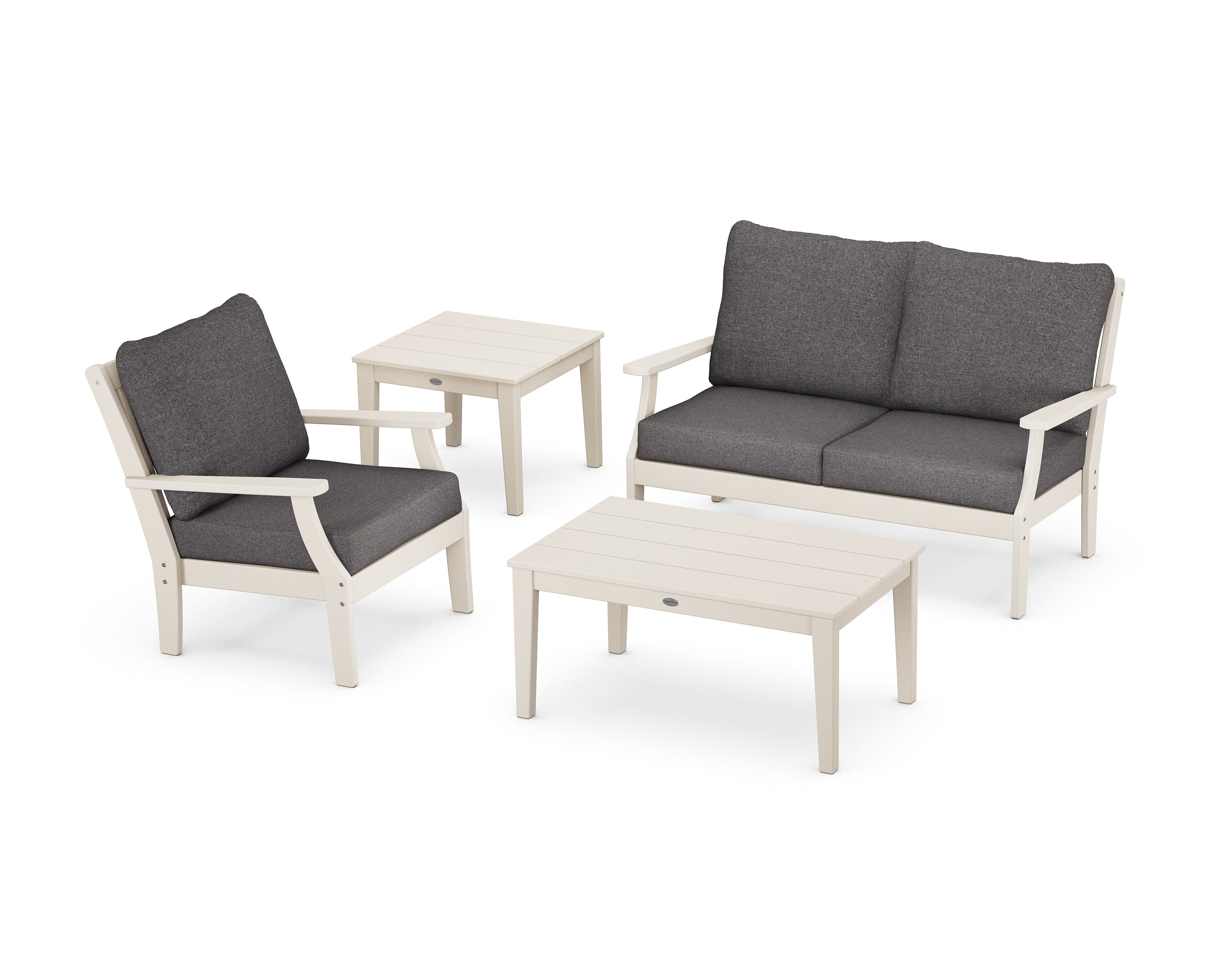 POLYWOOD® Braxton 4-Piece Deep Seating Set in Sand / Ash Charcoal