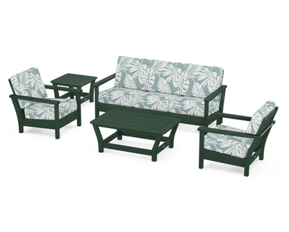 POLYWOOD® Harbour 5-Piece Deep Seating Set in Green / Leaf Glacier Spa