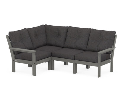 POLYWOOD® Vineyard 4-Piece Sectional in Slate Grey / Ash Charcoal