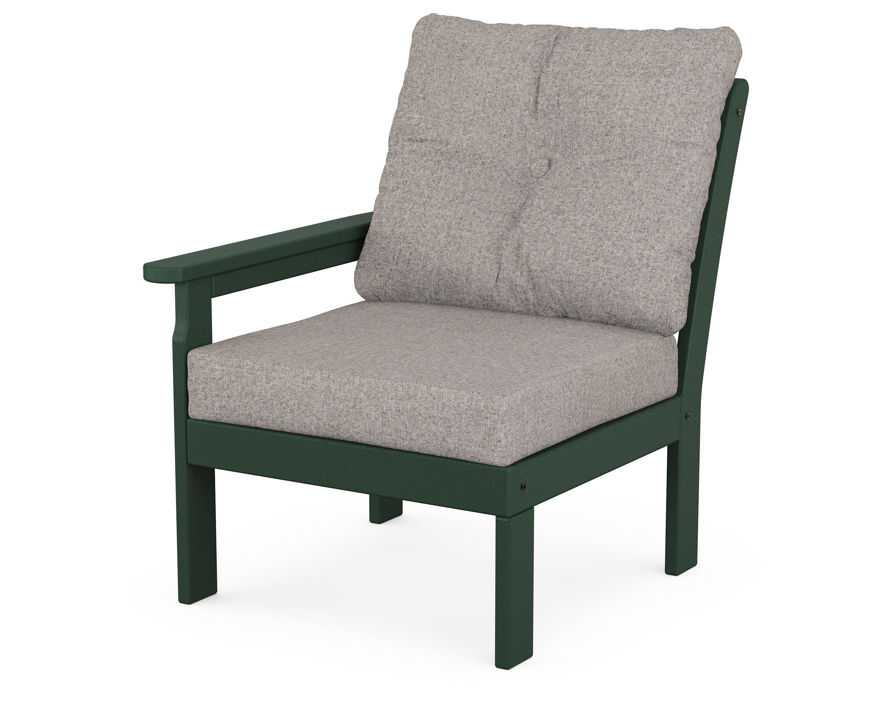 POLYWOOD® Vineyard Modular Left Arm Chair in Green / Weathered Tweed