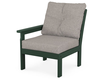 POLYWOOD® Vineyard Modular Left Arm Chair in Green / Weathered Tweed