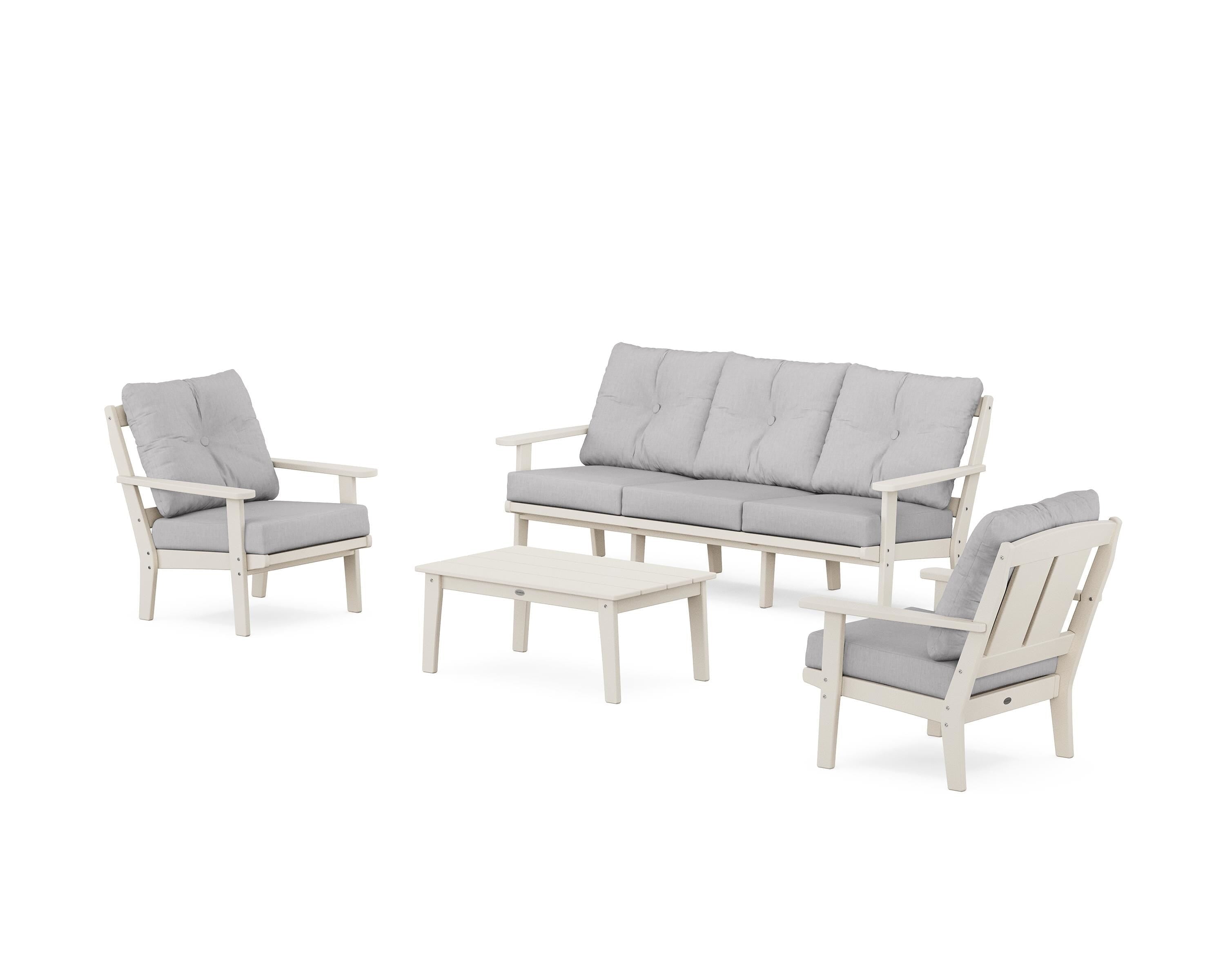 POLYWOOD® Mission 4-Piece Deep Seating Set with Sofa in Sand / Granite