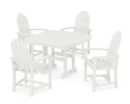 POLYWOOD® Classic Adirondack 5-Piece Dining Set with Trestle Legs in White