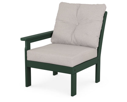 POLYWOOD® Vineyard Modular Left Arm Chair in Green / Dune Burlap