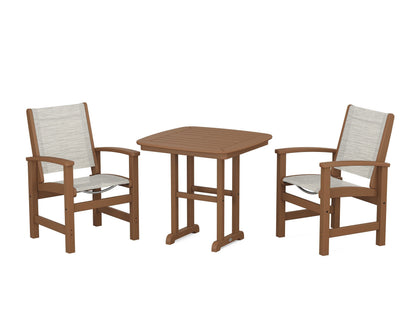 POLYWOOD® Coastal 3-Piece Dining Set in Teak / Birch Sling