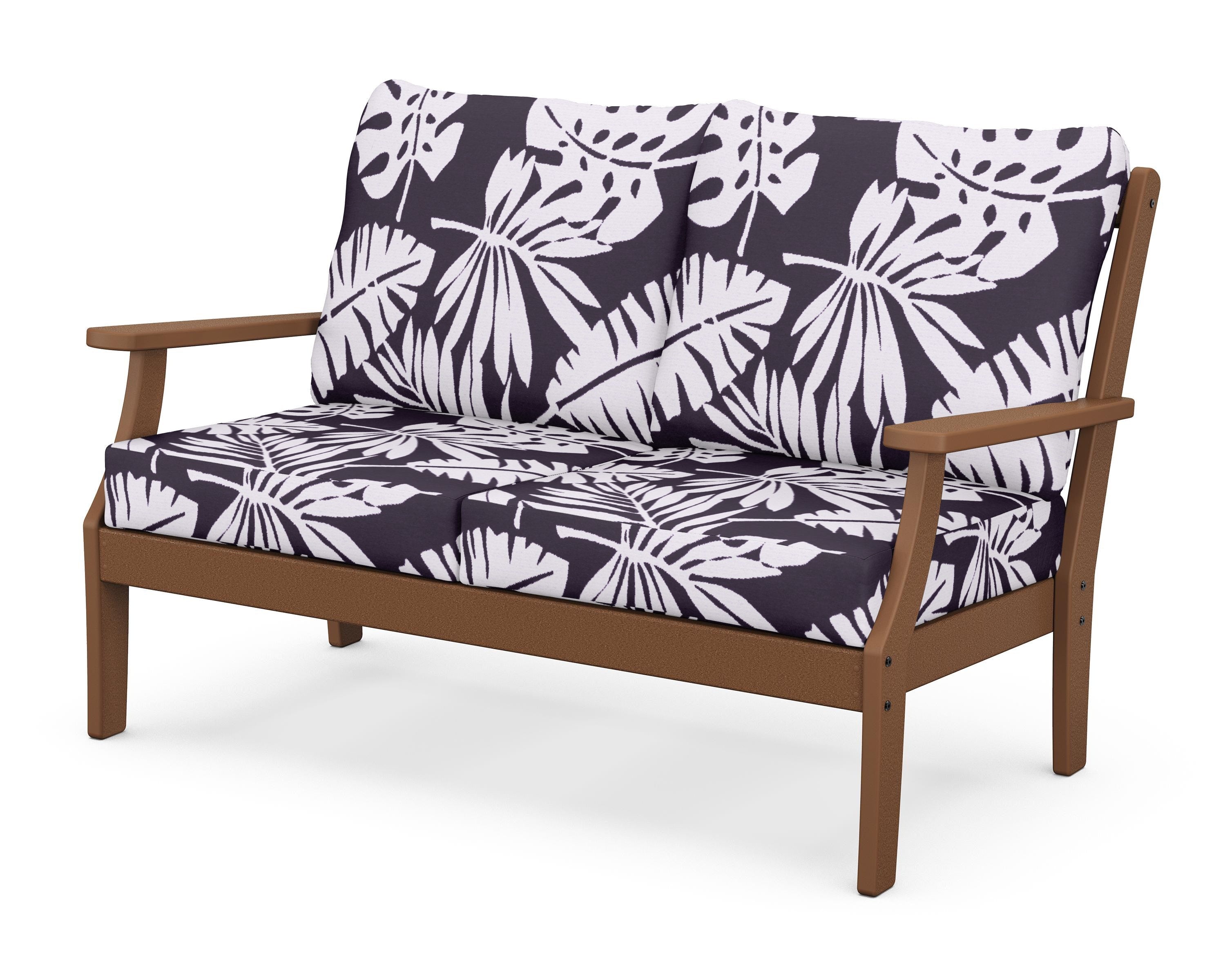 POLYWOOD® Braxton Deep Seating Loveseat in Teak / Leaf Navy
