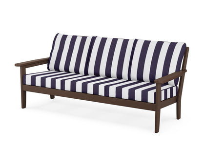 Country Living Cottage Deep Seating Sofa in Mahogany / Cabana Stripe Navy
