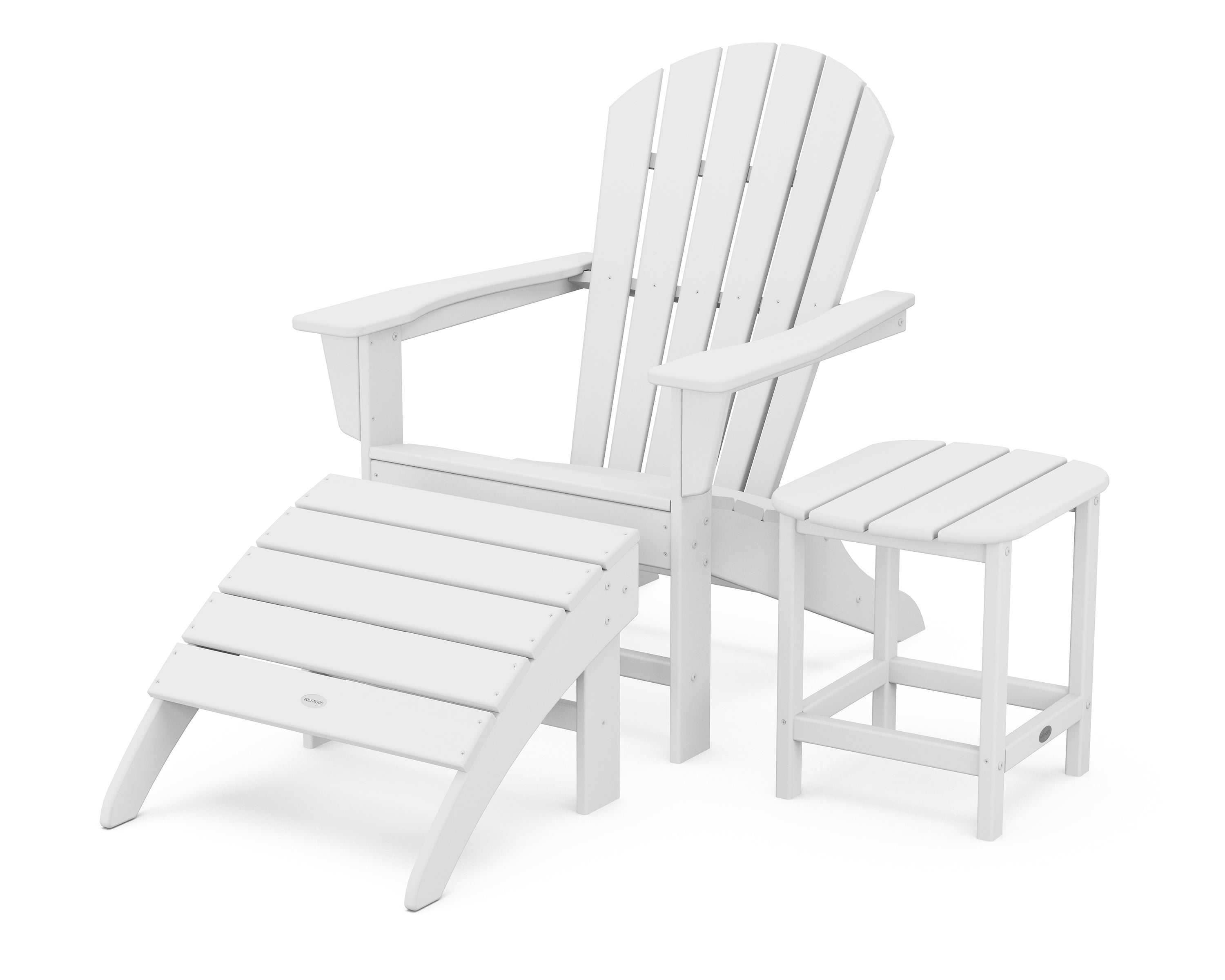 POLYWOOD® South Beach Adirondack 3-Piece Set in White