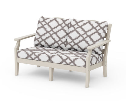 Draper James™ by  POLYWOOD® Savannah Deep Seating Loveseat in Sand / Trellis Grey Mist