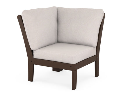 POLYWOOD® Braxton Modular Corner Chair in Mahogany / Dune Burlap
