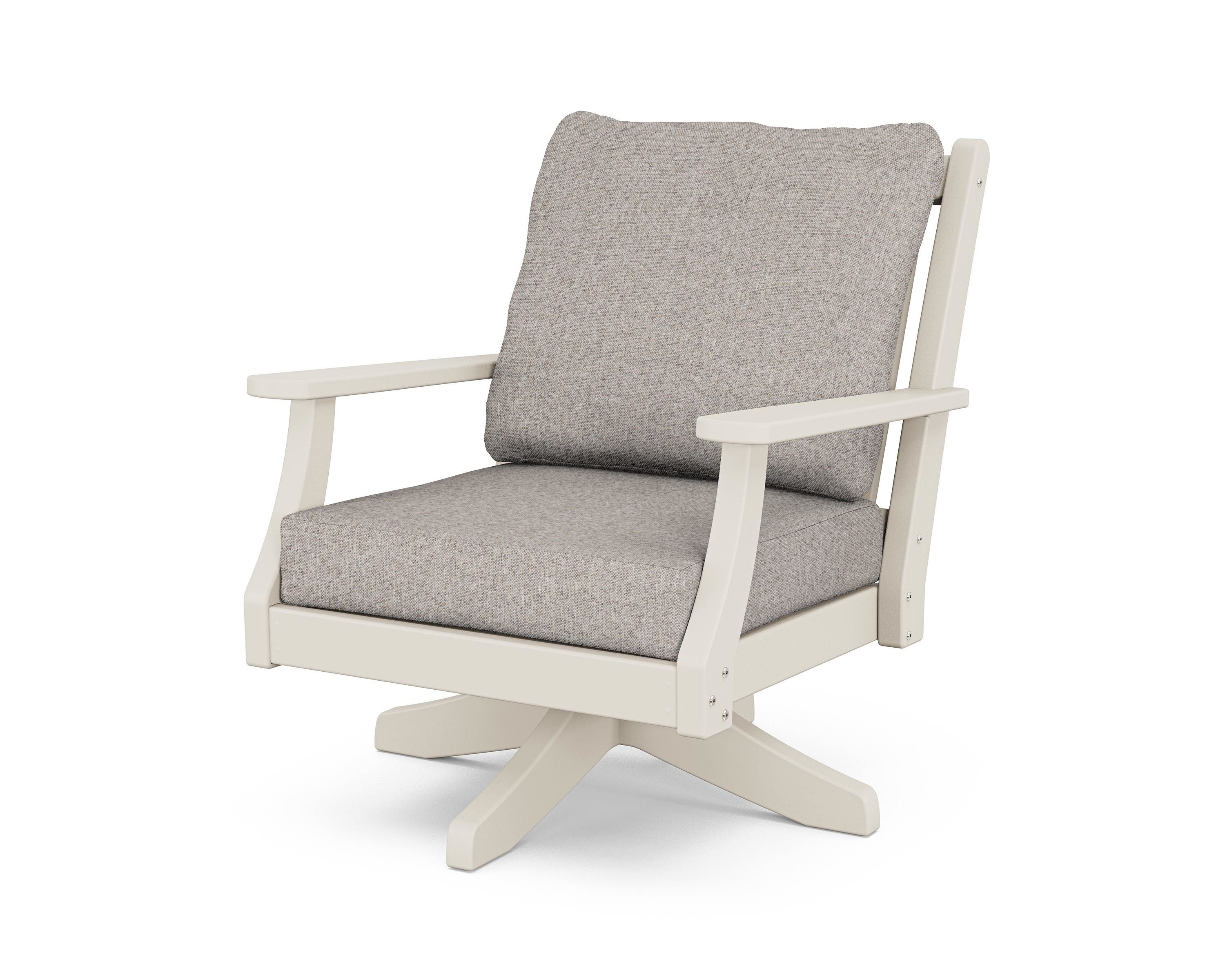Country Living Wovendale Deep Seating Swivel Chair in Sand / Weathered Tweed