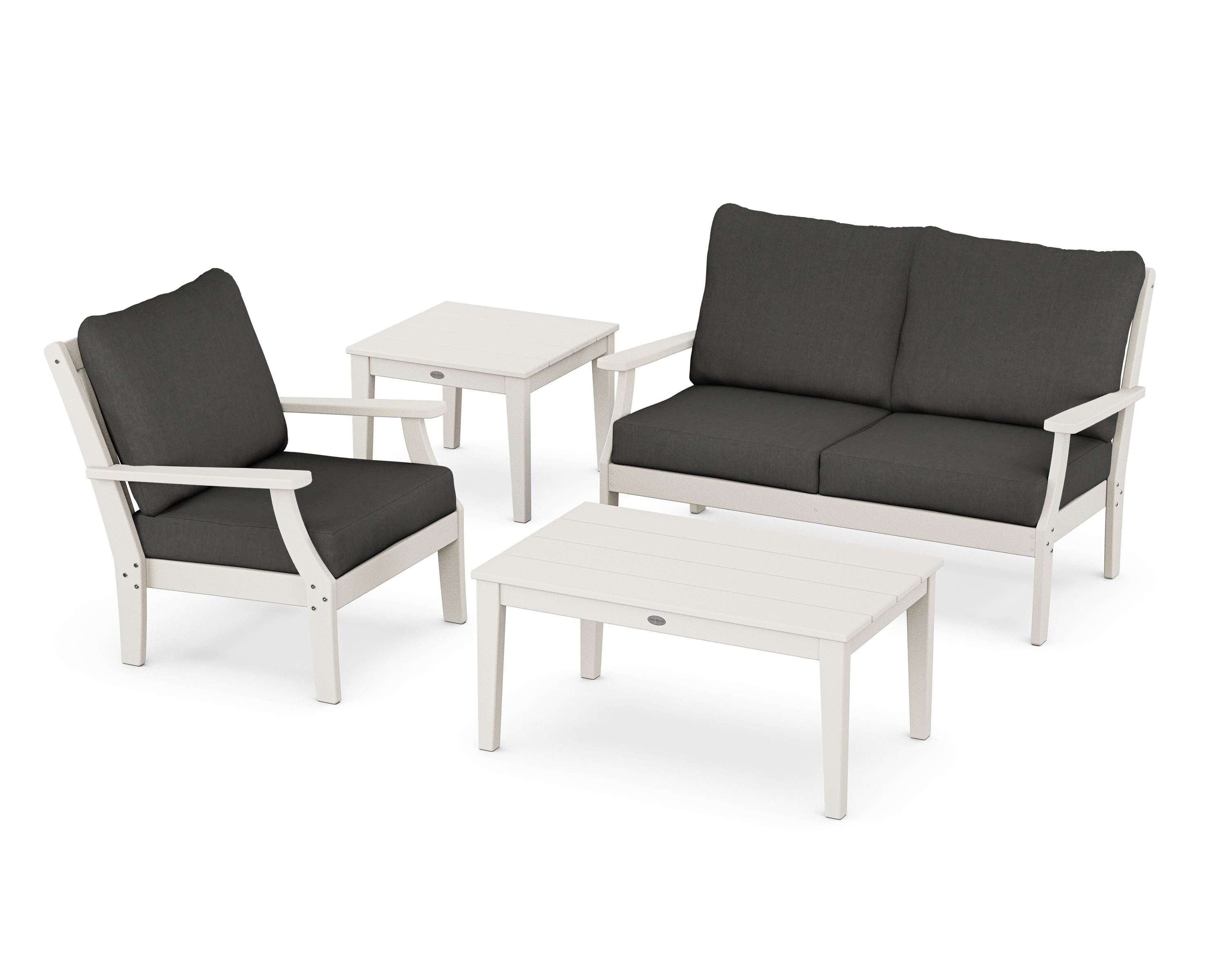 POLYWOOD® Braxton 4-Piece Deep Seating Set in Sand / Spectrum Carbon