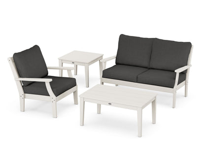 POLYWOOD® Braxton 4-Piece Deep Seating Set in Sand / Spectrum Carbon