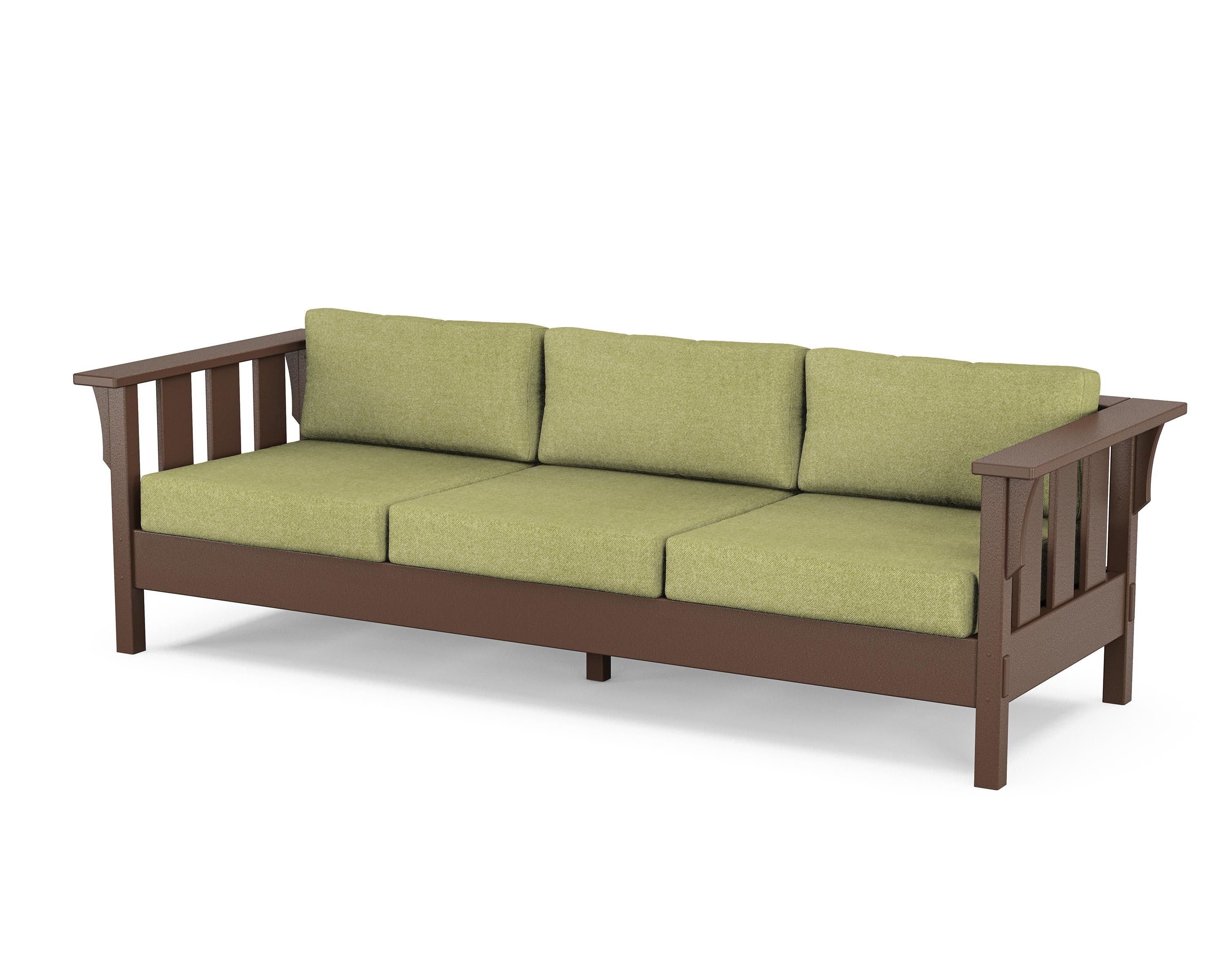 Martha Stewart by POLYWOOD® Acadia Deep Seating Sofa in Mahogany / Chartreuse Boucle