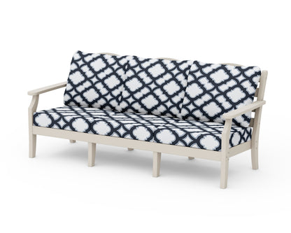 Draper James™ by  POLYWOOD® Savannah Deep Seating Sofa in Sand / Trellis Marine Indigo