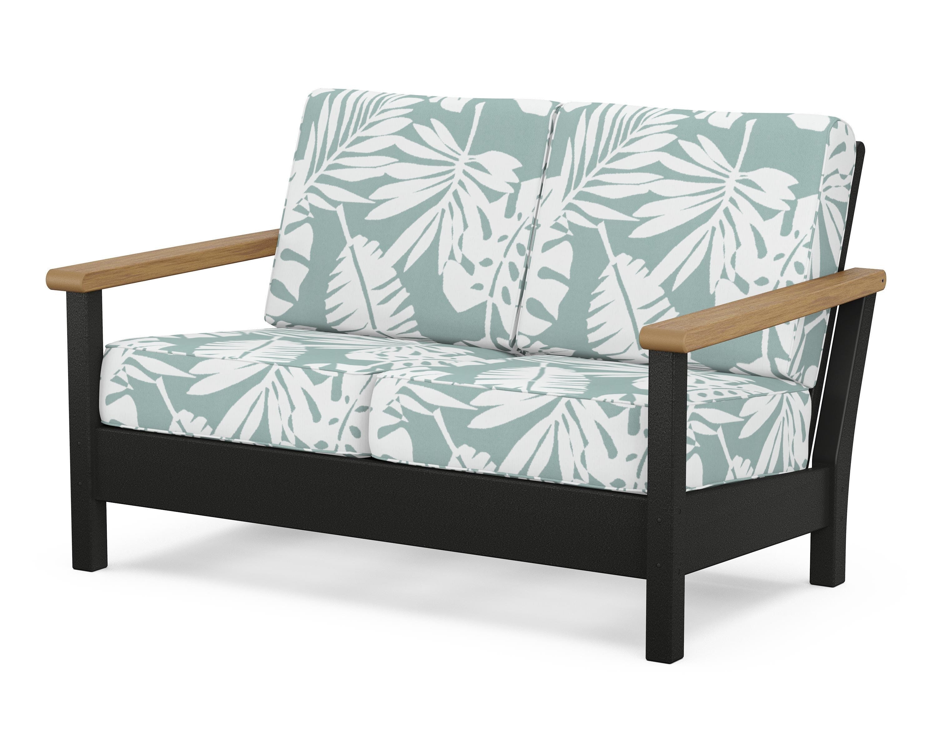 POLYWOOD® Harbour Deep Seating Loveseat in Black / Natural / Leaf Glacier Spa