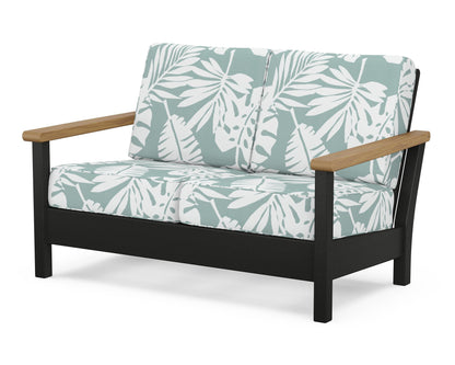 POLYWOOD® Harbour Deep Seating Loveseat in Black / Natural / Leaf Glacier Spa