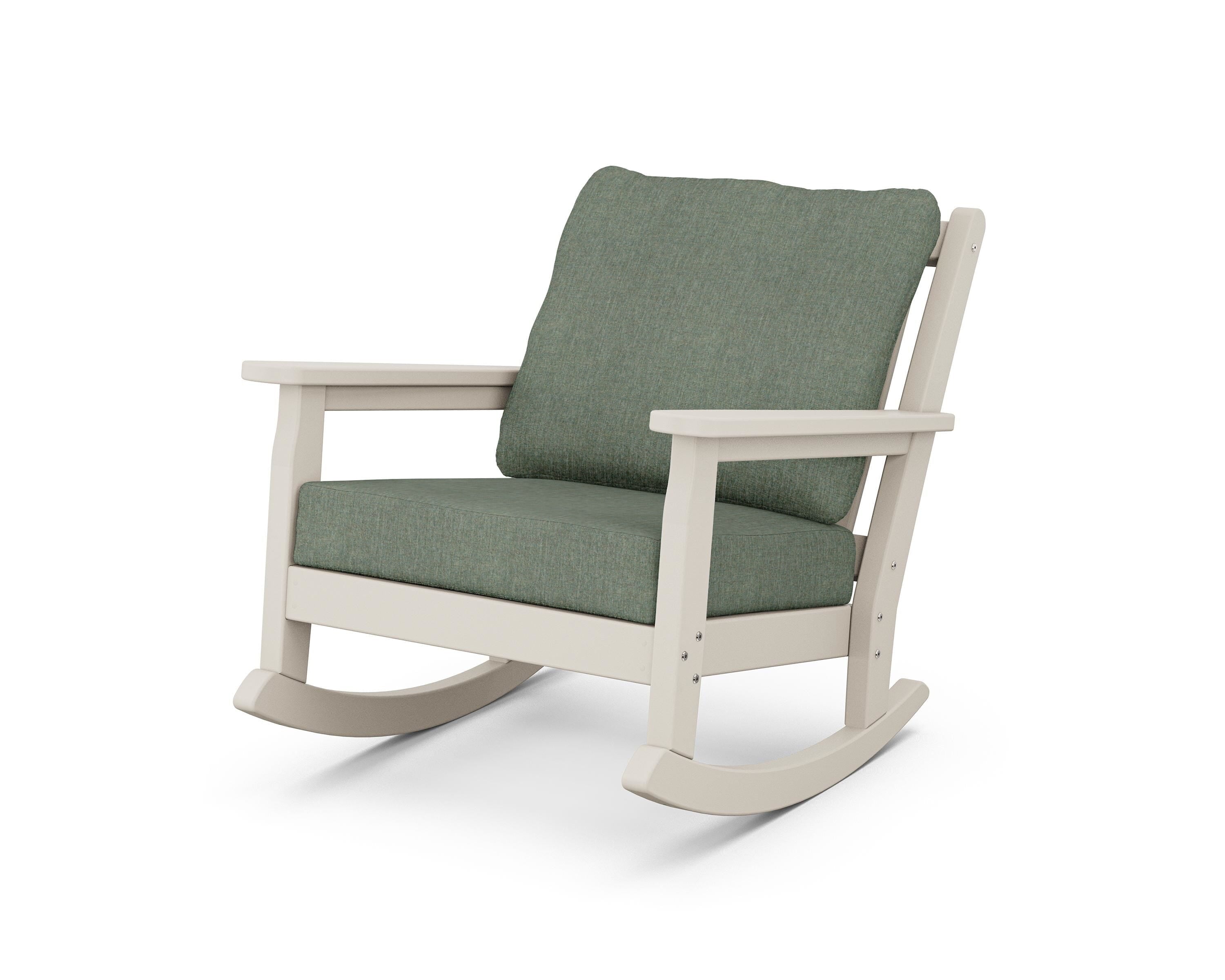 POLYWOOD® Chippendale Deep Seating Rocking Chair in Sand / Cast Sage