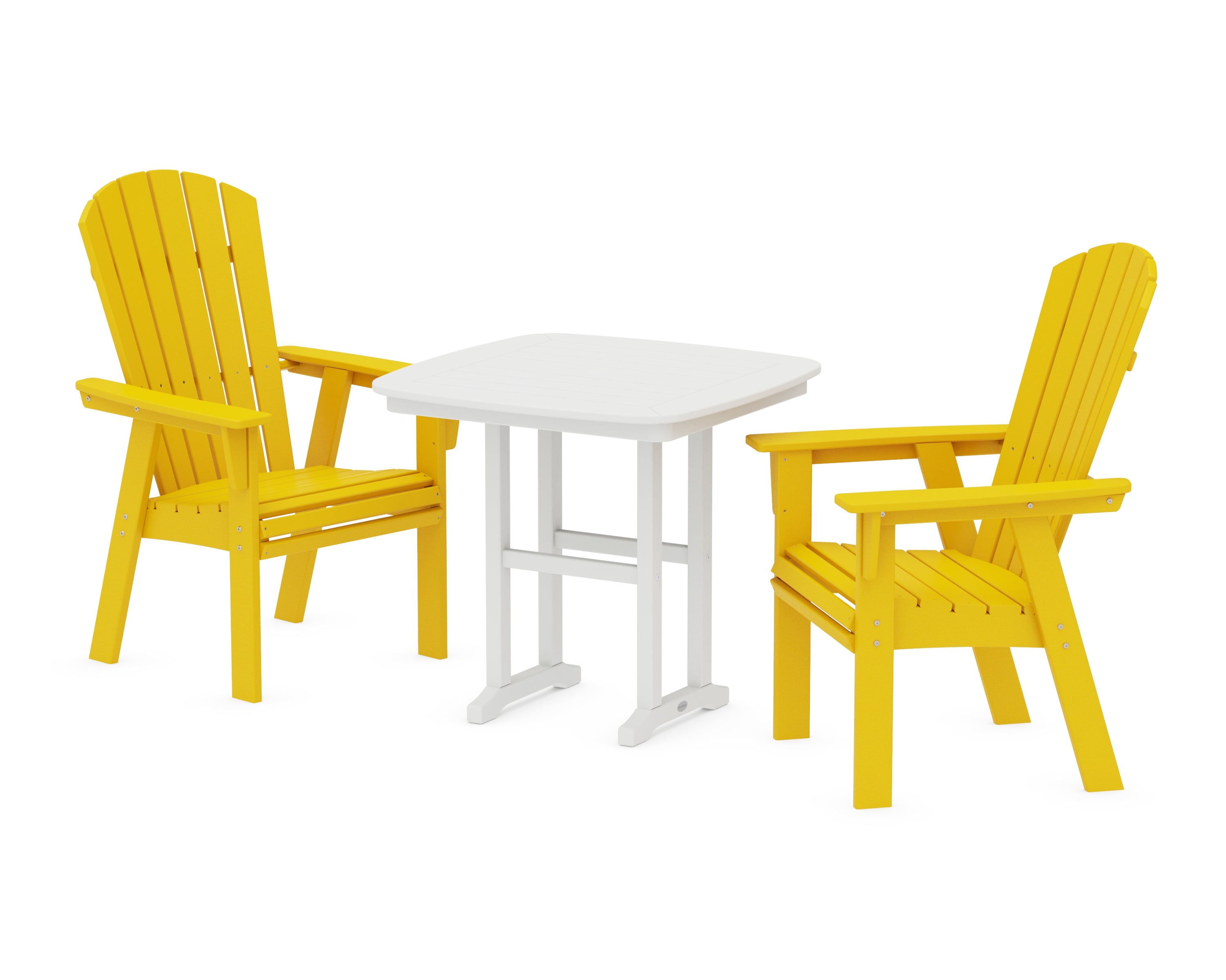 POLYWOOD® Nautical Adirondack 3-Piece Dining Set in Lemon / White
