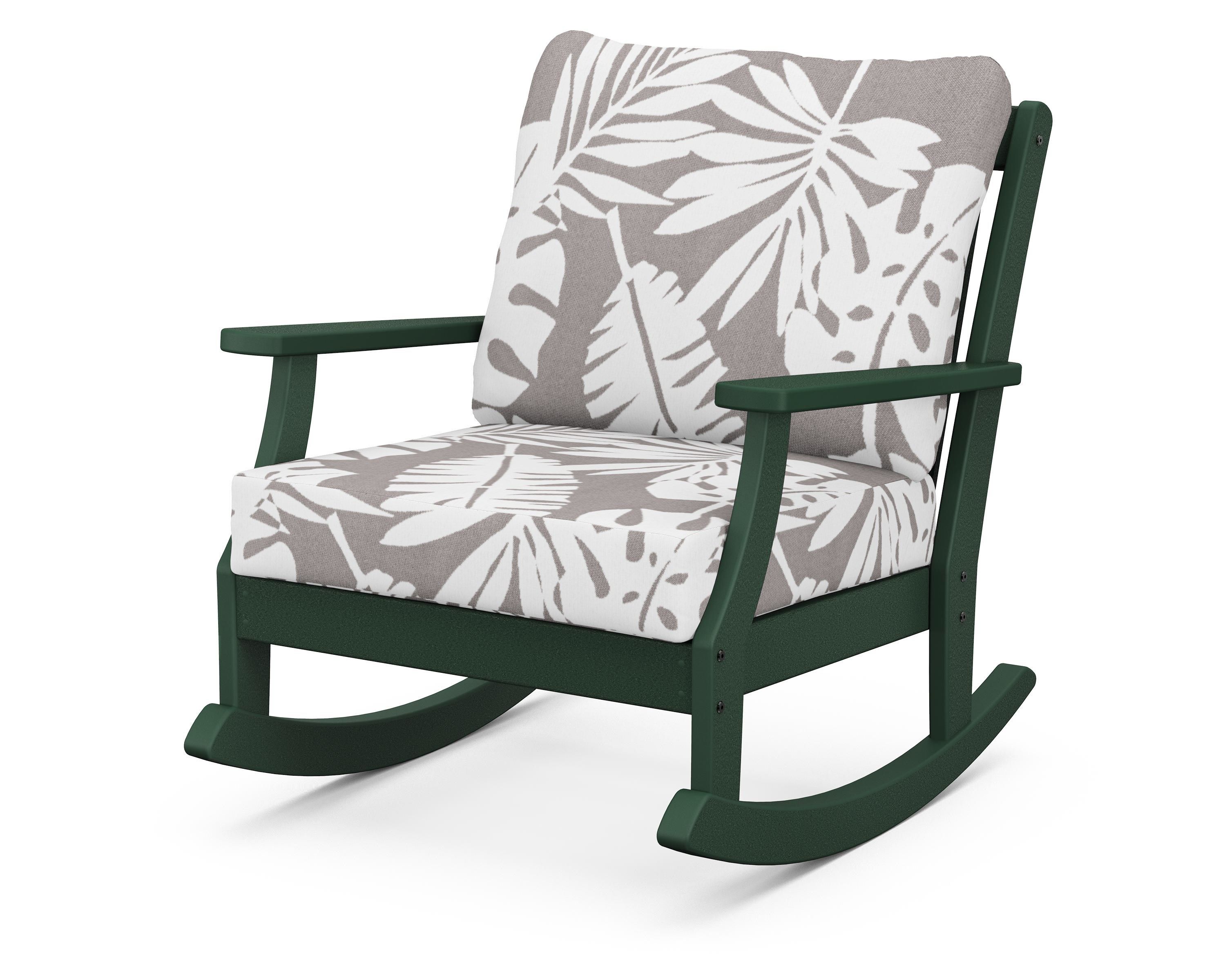 POLYWOOD® Braxton Deep Seating Rocking Chair in Green / Leaf Grey Mist