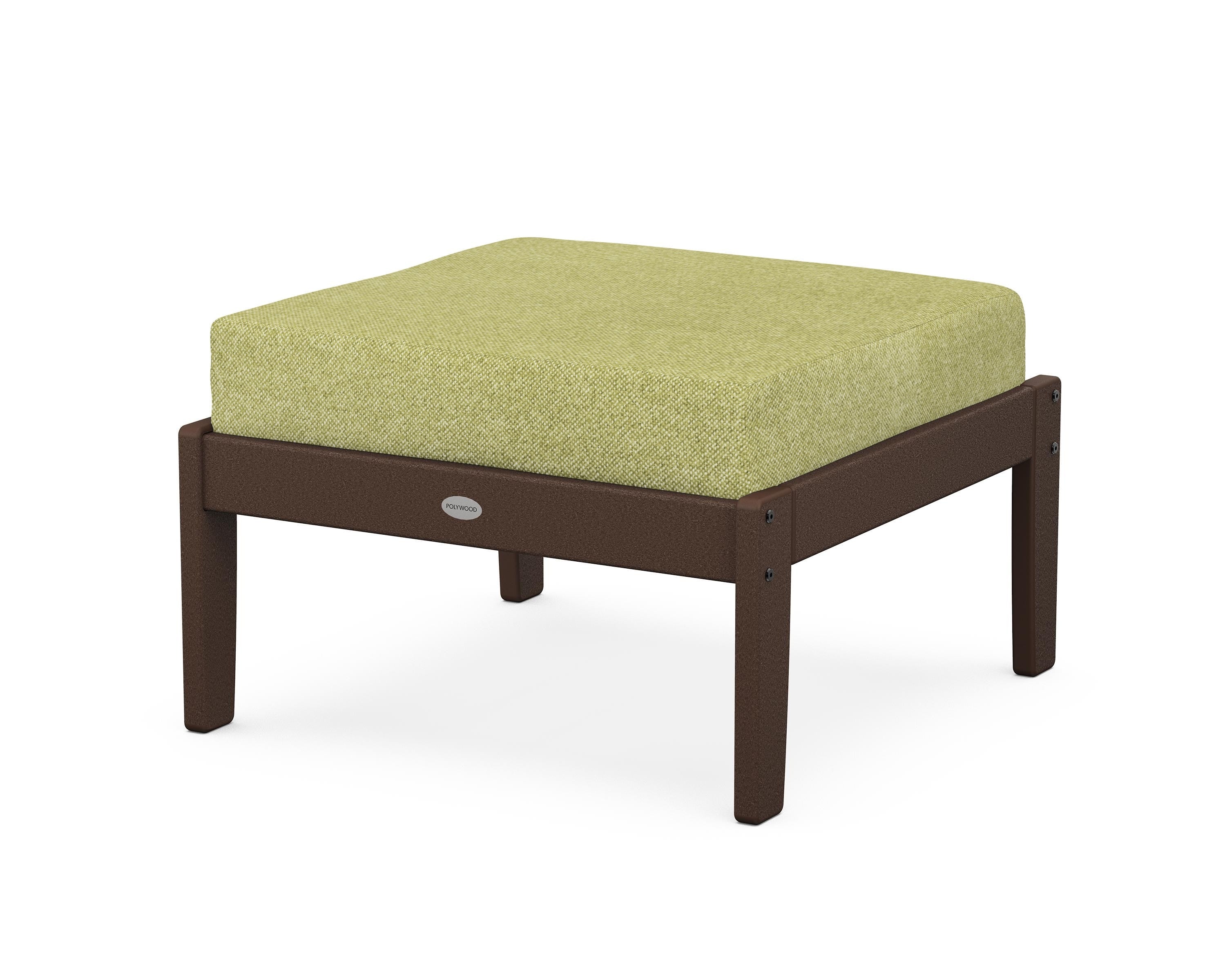 POLYWOOD® Braxton Deep Seating Ottoman in Mahogany / Chartreuse Boucle