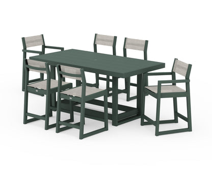 POLYWOOD® EDGE Sling 7-Piece Counter Table Set in Green / Birch Sling
