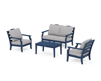 Draper James™ by  POLYWOOD® Savannah 4-Piece Deep Seating Set with Loveseat in Navy / Granite