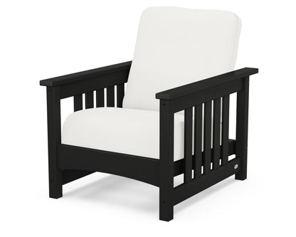 POLYWOOD® Club Mission Chair in Black / Natural Linen