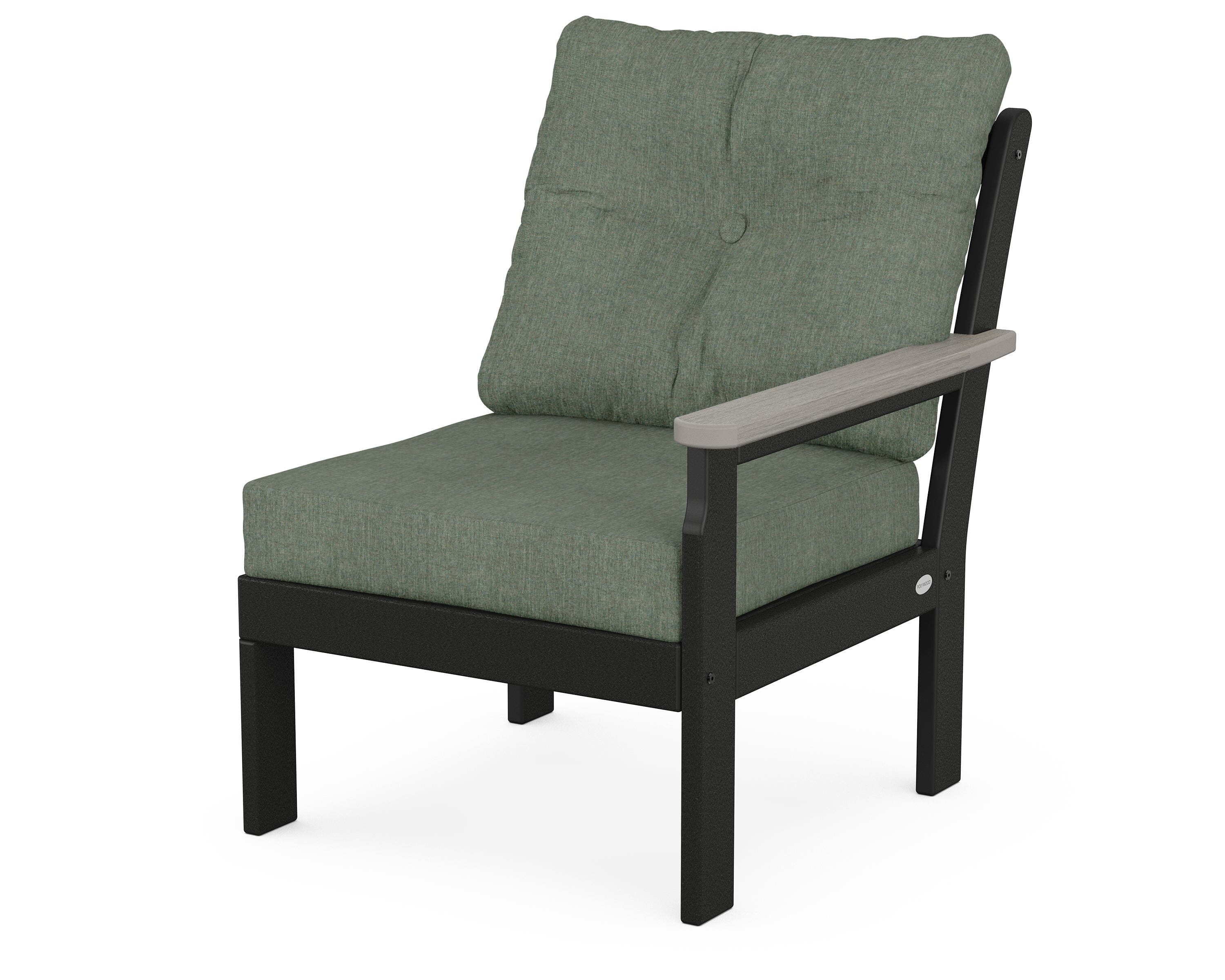 POLYWOOD® Vineyard Modular Right Arm Chair in Black / Driftwood / Cast Sage