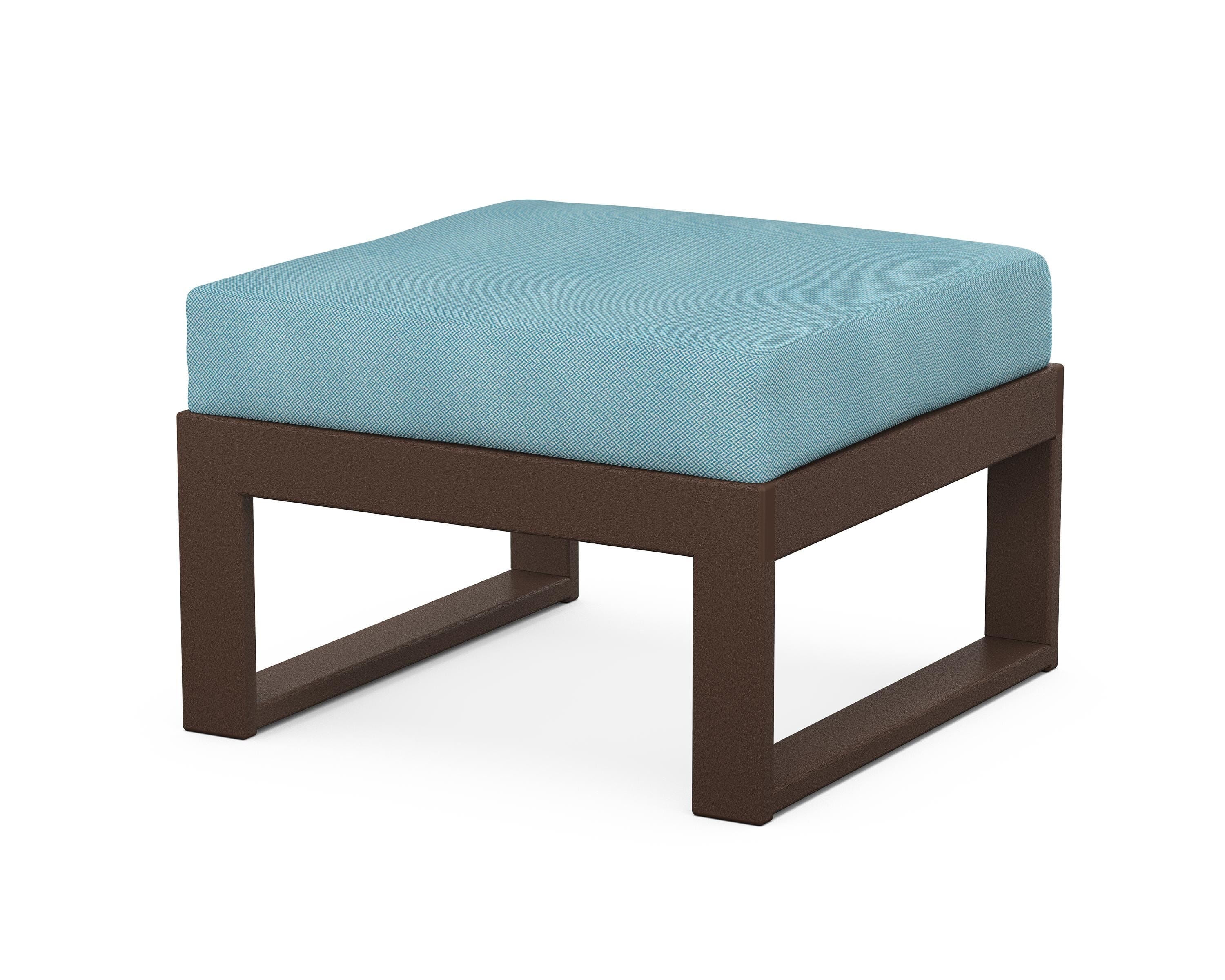 Unbranded Modular Ottoman - Modern in Mahogany / Lattice Sky Blue