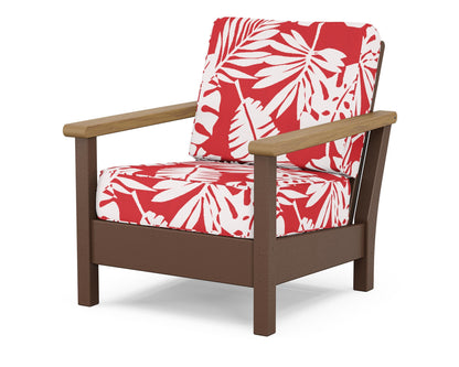 POLYWOOD® Harbour Deep Seating Chair in Mahogany / Natural / Leaf Crimson