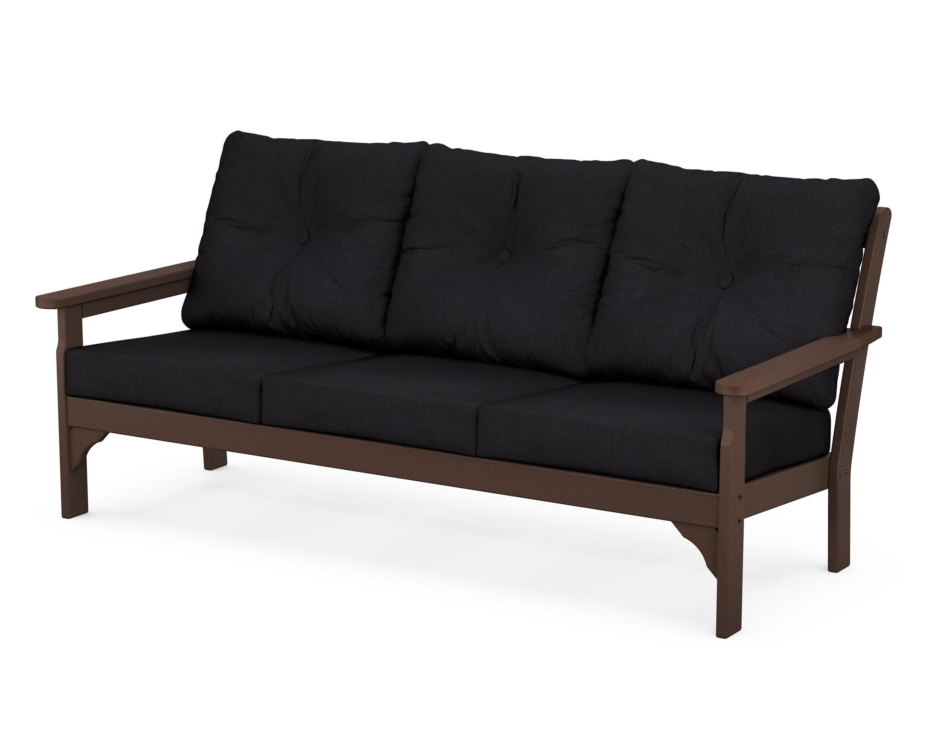 POLYWOOD® Vineyard Deep Seating Sofa in Mahogany / Midnight Linen