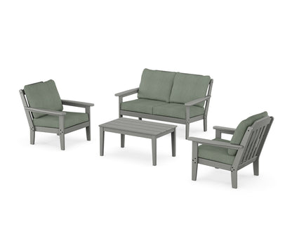 Country Living Cottage 4-Piece Deep Seating Set with Loveseat in Slate Grey / Cast Sage