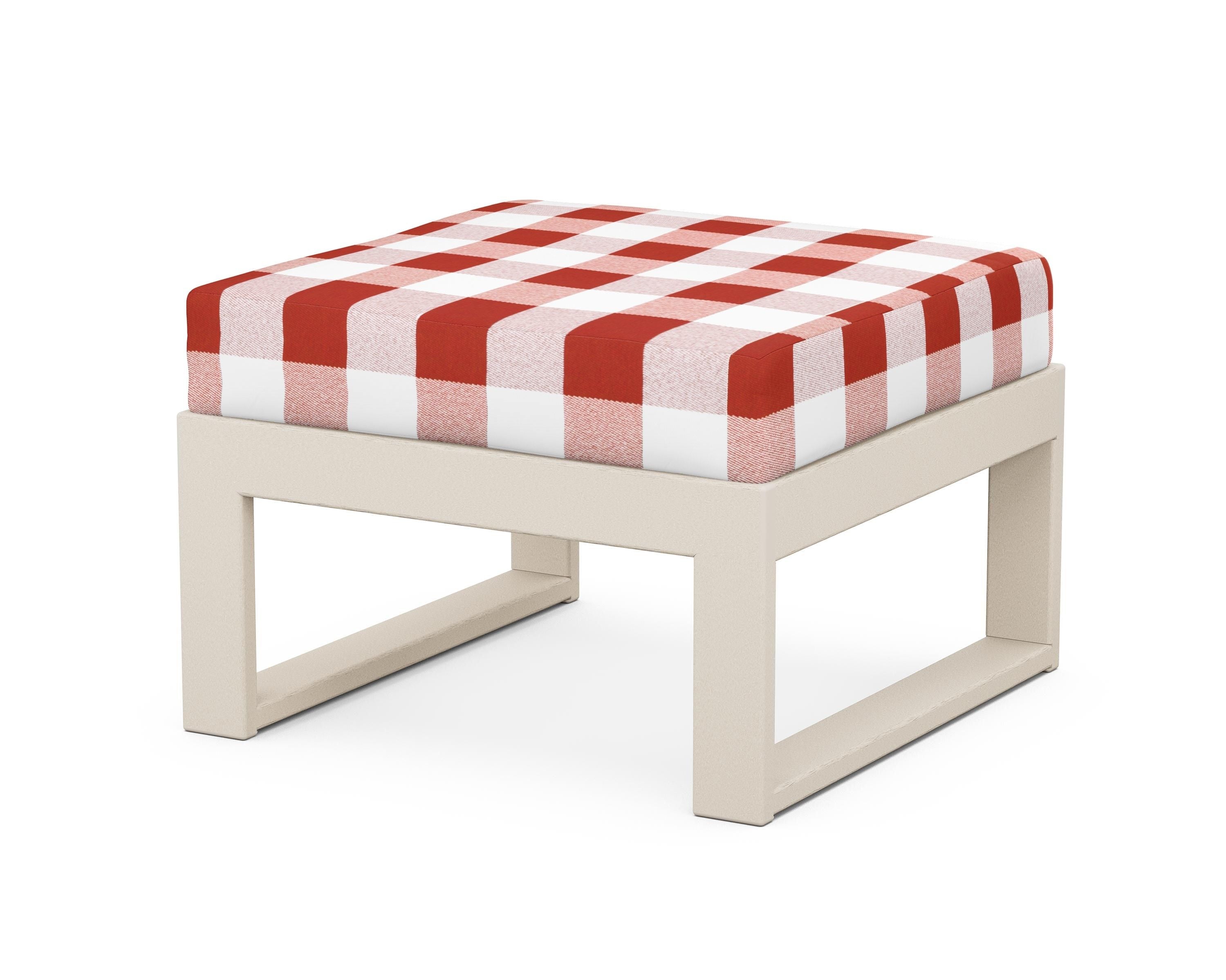 Unbranded Modular Ottoman - Modern in Sand / Buffalo Plaid Crimson