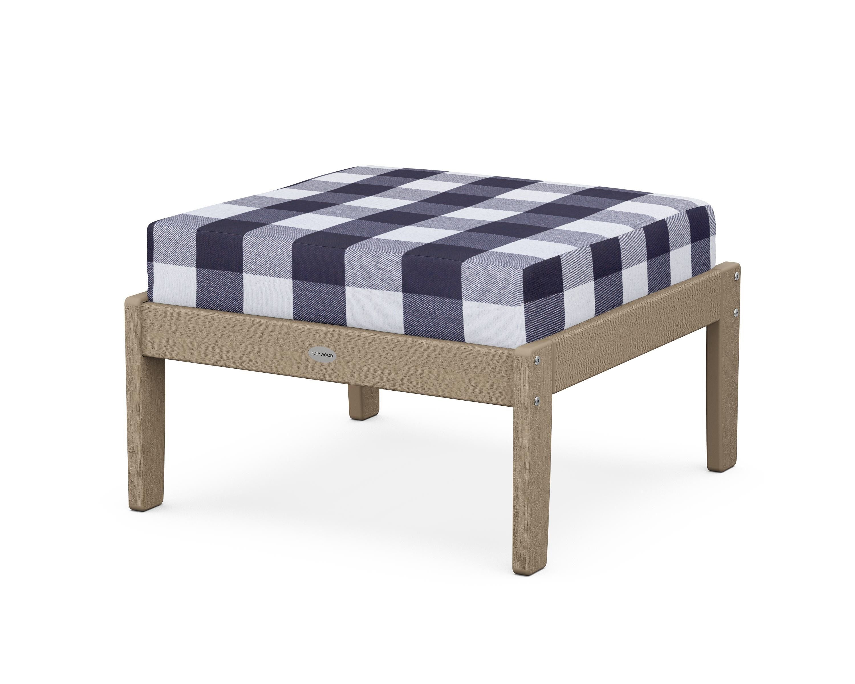 POLYWOOD® Braxton Deep Seating Ottoman in Vintage Sahara / Buffalo Plaid Navy