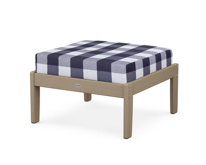 POLYWOOD® Braxton Deep Seating Ottoman in Vintage Sahara / Buffalo Plaid Navy