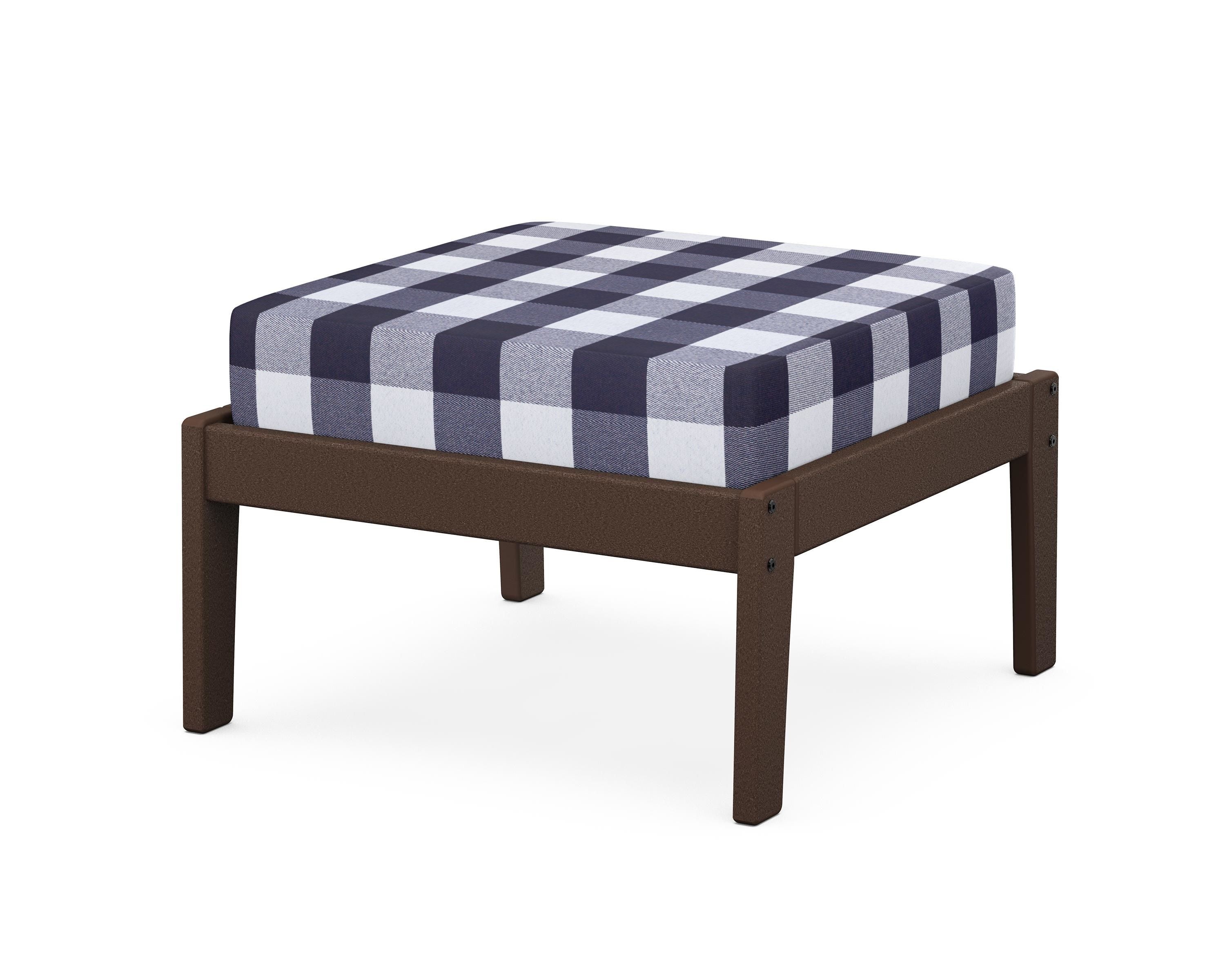 Unbranded Deep Seating Ottoman in Mahogany / Buffalo Plaid Navy