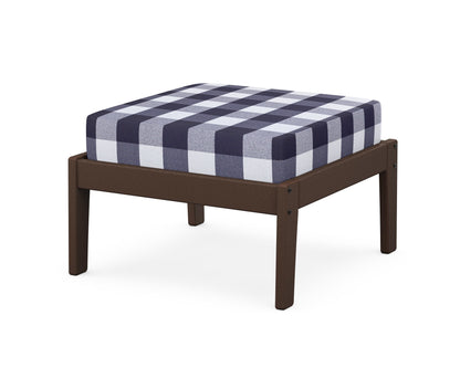 Unbranded Deep Seating Ottoman in Mahogany / Buffalo Plaid Navy