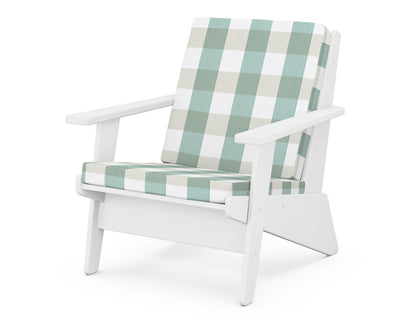 POLYWOOD® Riviera Modern Lounge Chair in White / Buffalo Plaid Glacier Spa