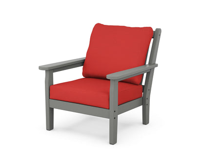 POLYWOOD® Chippendale Deep Seating Chair in Slate Grey / Crimson Linen