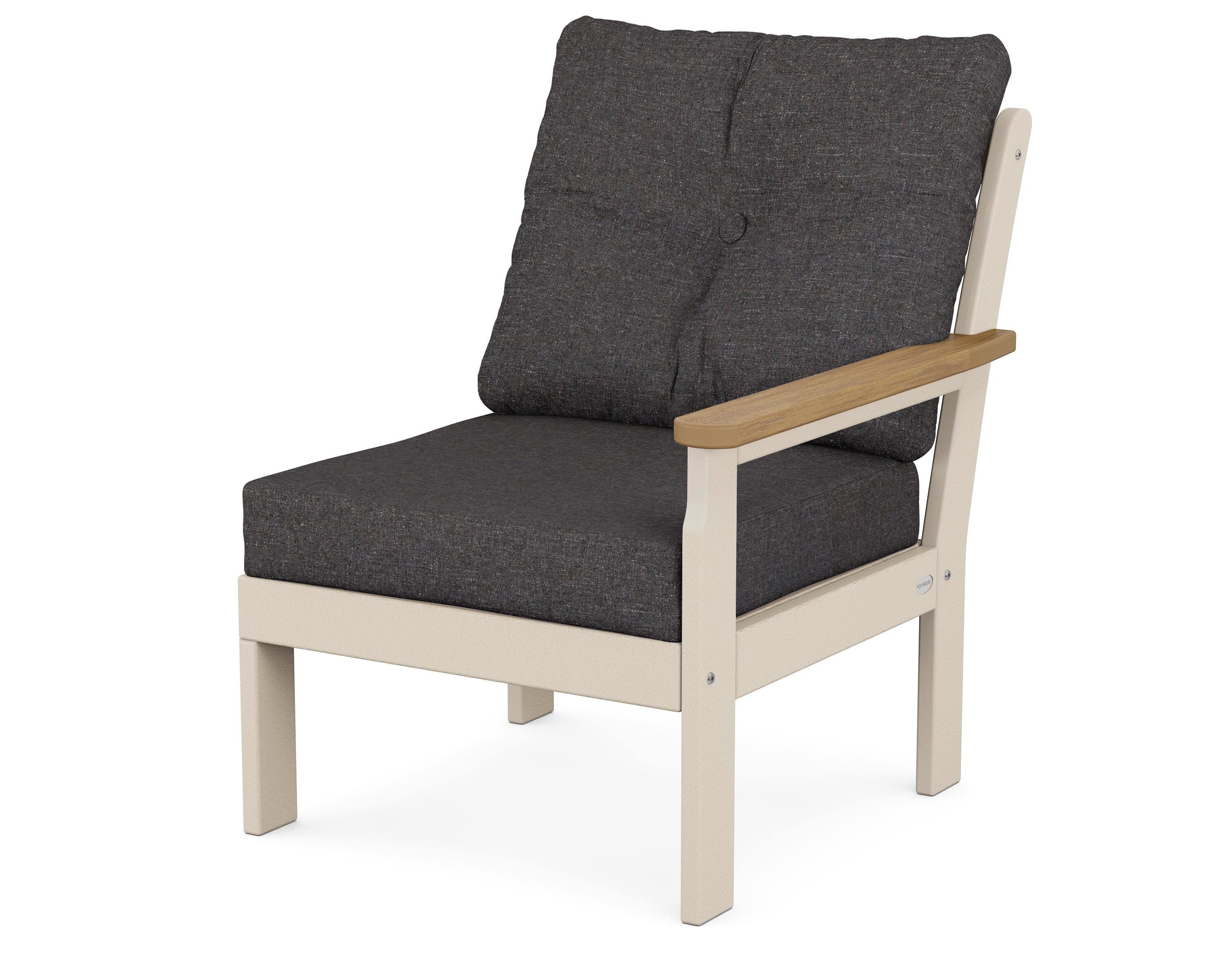 POLYWOOD® Vineyard Modular Right Arm Chair in Sand / Natural / Ash Charcoal