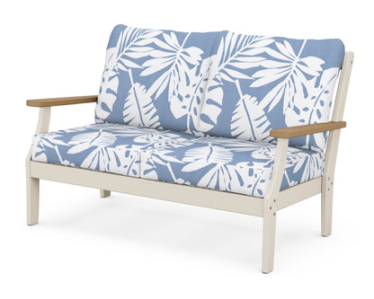 POLYWOOD® Braxton Deep Seating Loveseat in Sand / Natural / Leaf Sky Blue