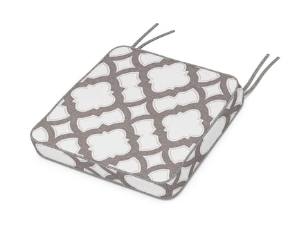 Martha Stewart by POLYWOOD® Chinoiserie Side Chair Seat Cushion in Trellis Grey Mist
