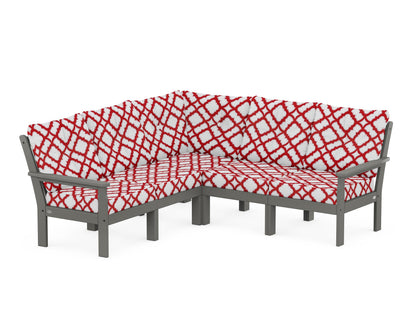 POLYWOOD® Vineyard 5-Piece Sectional in Slate Grey / Trellis Crimson
