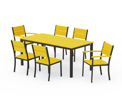 POLYWOOD® Main Street 7-Piece Dining Set in Black / Lemon