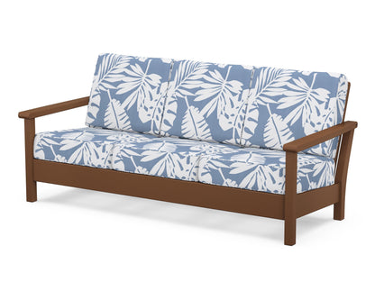 POLYWOOD® Harbour Deep Seating Sofa in Teak / Leaf Sky Blue