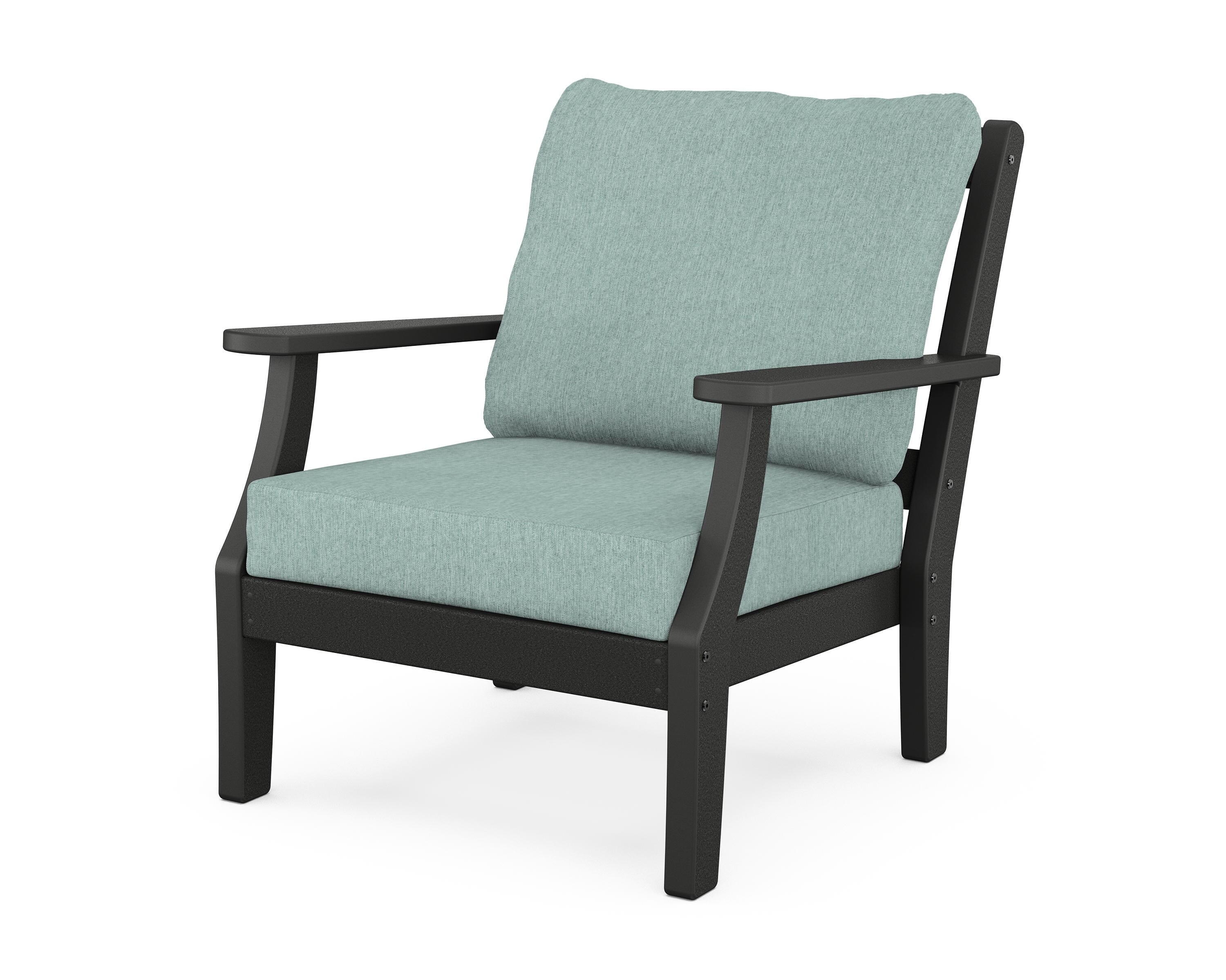 Martha Stewart by POLYWOOD® Chinoiserie Deep Seating Chair in Black / Glacier Spa